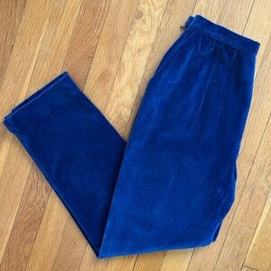 Vintage Gianfranco Ferre Blue Velvet Pleated High Rise Straight Leg Pants 0P